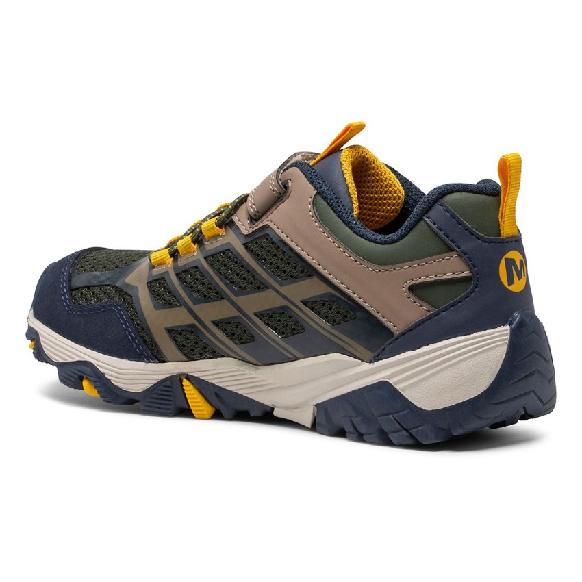 Basket Merrell Moab FST Low A/C Waterproof Vert Olive/Bleu Marine Enfant | E.P.REFN